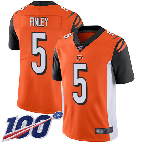 Cincinnati Bengals Limited Orange Men Ryan Finley Alternate Jersey NFL Footballl #5 100th Season Vapor Untouchable->youth nfl jersey->Youth Jersey